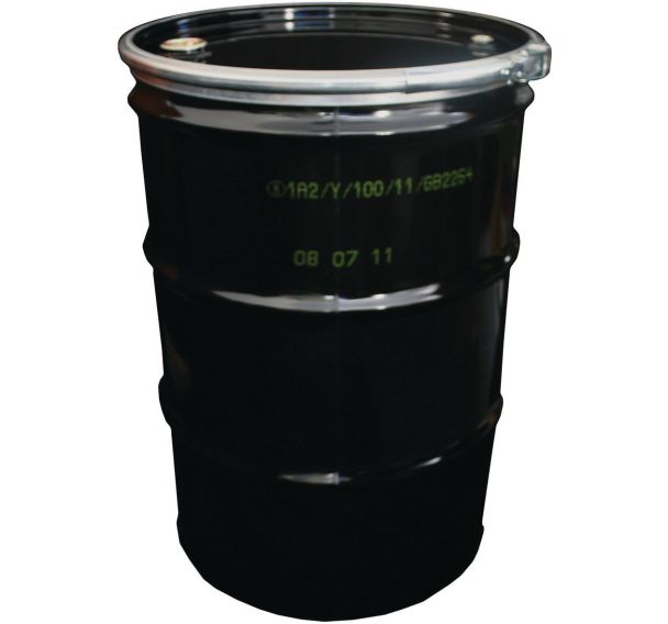 Fût avec couvercle standard noir d'une capacité de 205 l