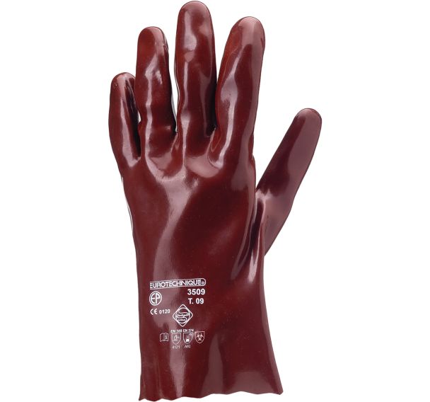 Gants Eurochem 3510 coton enduit PVC rouge 27 cm - Coverguard