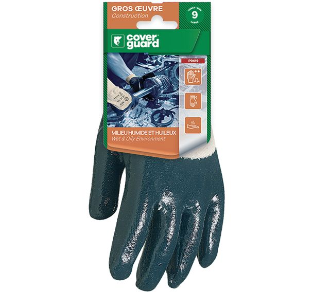 Gants Eurostrong 9420 coton enduit 3/4 nitrile standard - Coverguard