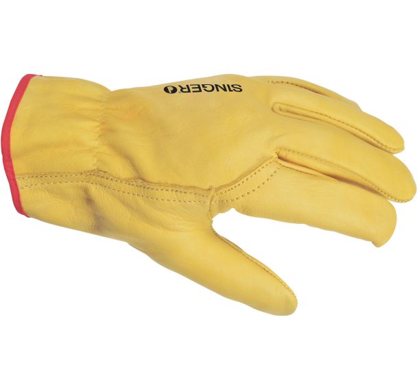 Gants en cuir tout fleur de bovin avec liseré rouge - Singer