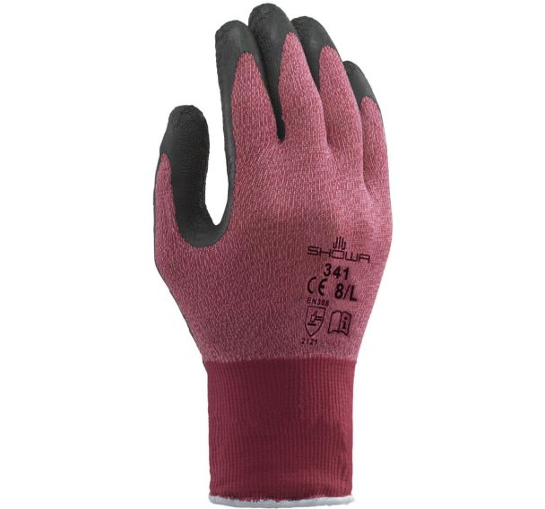 Gants grip polyvalents 341RB rouge - Enduction latex _Showa