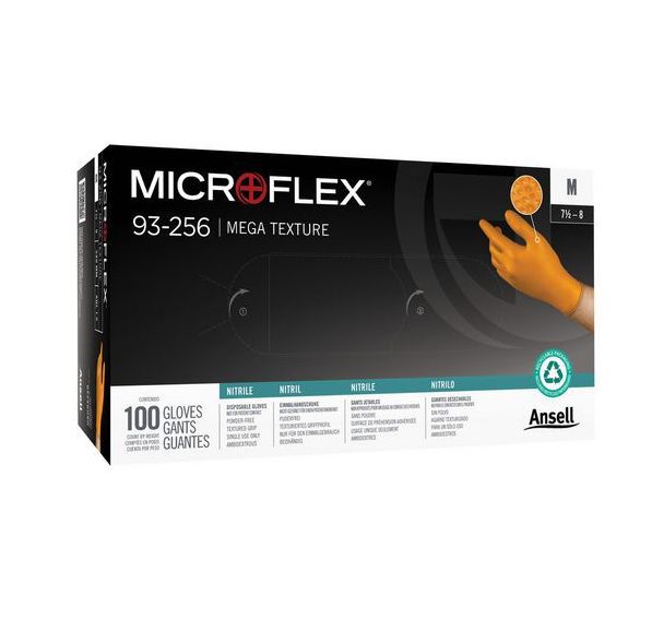 Gants jetables en nitrile Microflex® Mega Texture 93-256 - Ansell