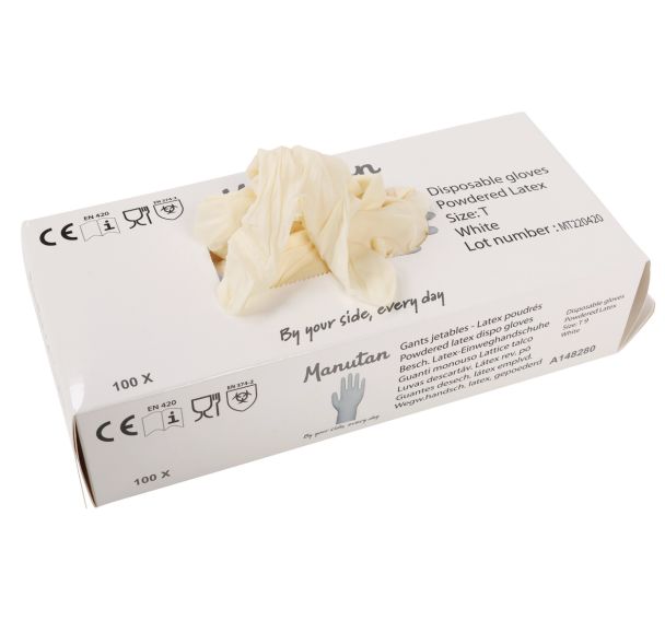 Gants jetables latex poudrés - Manutan Expert