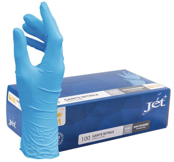 Gants jetables nitrile bleu non poudré - Boîte de 100 - MP Hygiène