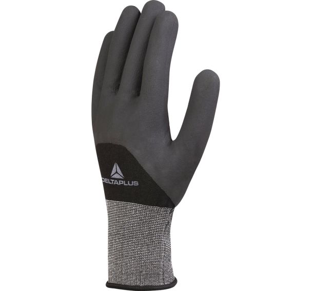 Gants tricot polyesterspandex enduction nitrile paume doigts et mi-dos picots - jauge 15