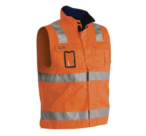 Gilet sans manche haute visibilité orange fluorescent/marine