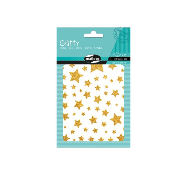 Glitty, Sach 2 pl 10,5x16cm, Etoiles, Rose pâle et or