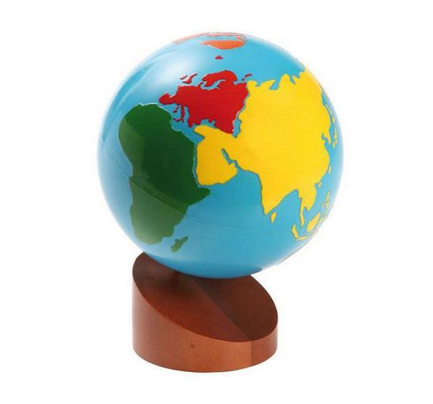 Globe des continents colorés