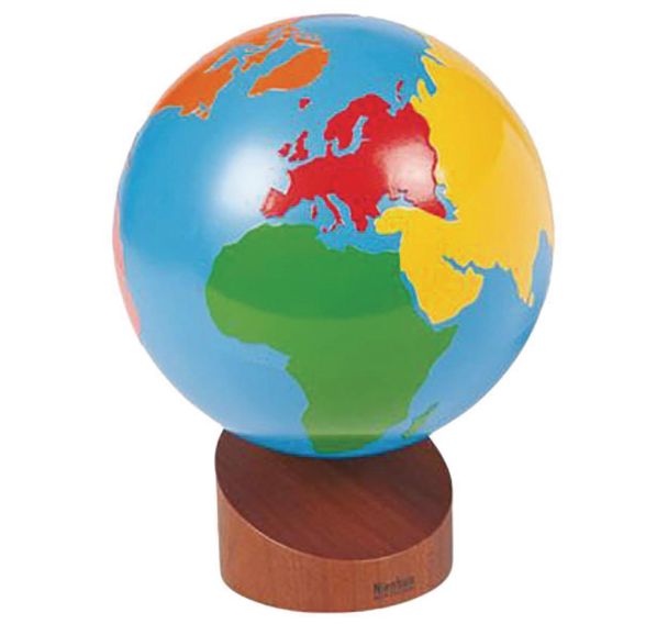Globe des continents colorés
