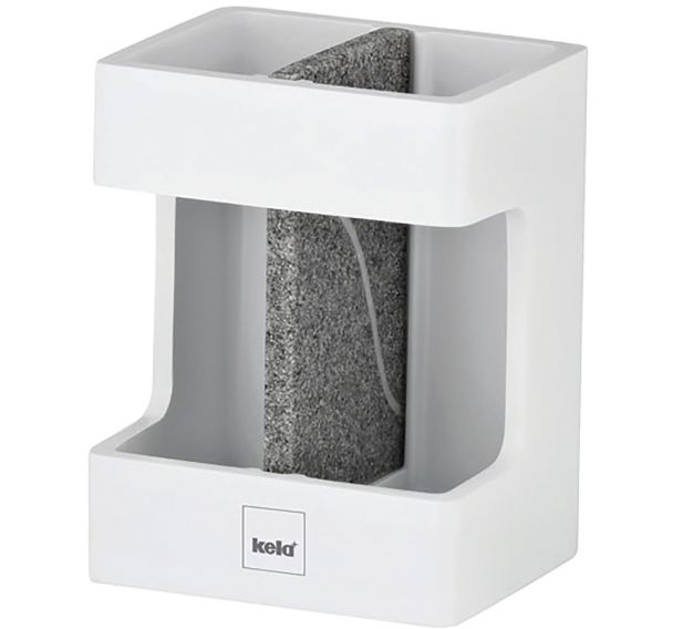 Gobelet porte brosse a dents cube blanc pierre