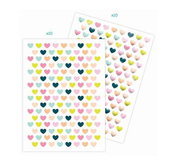 Gommettes cœur métallisées & pastel x2720 unités