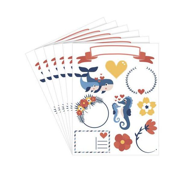 Gommettes décalcomanie textile & bois 'plaisir d'offrir'