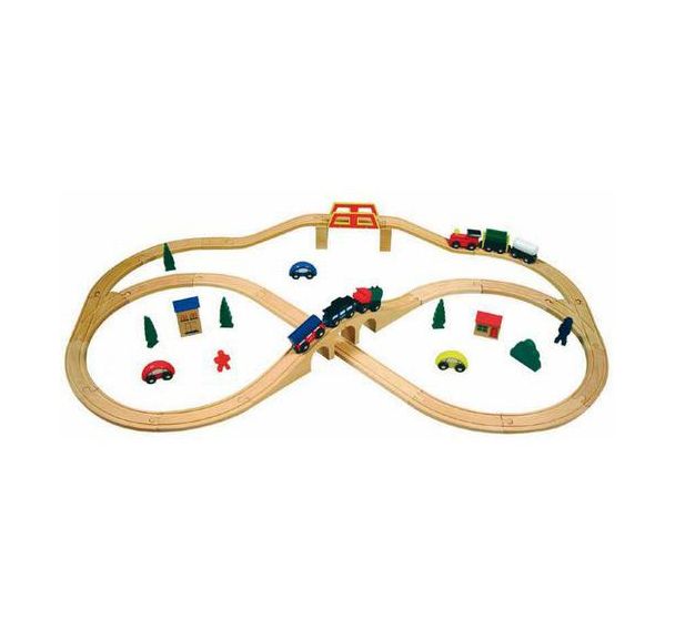 Grand circuit de train en bois