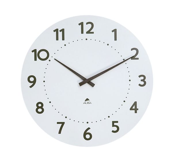 Grande horloge murale Ø 55 cm en bois Blanc et bois foncé