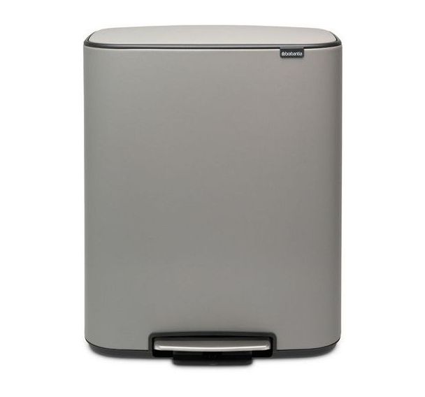 Gris Bo Poubelle à pédale 2 x 30 L, Brabantia