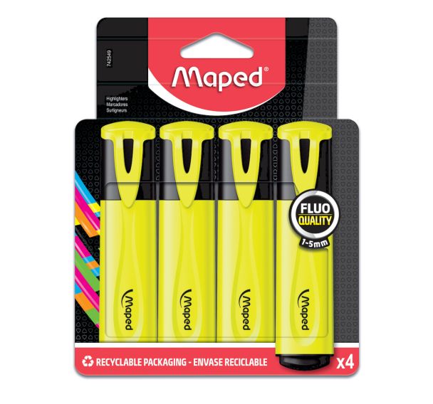 Gros fluo MAPED (Pochette de 4) - jaune