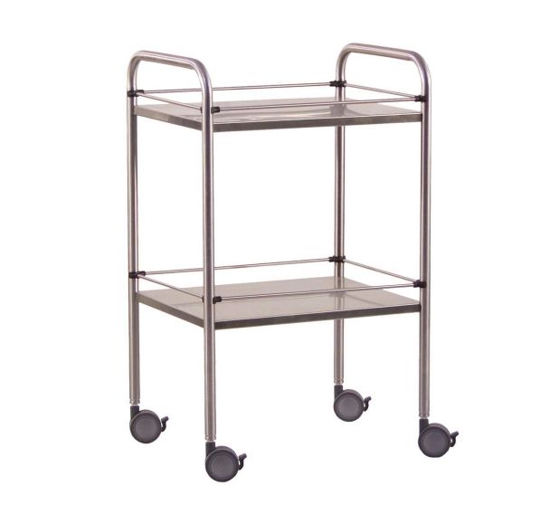 Guéridon inox 90x55x80 cm- 2 plateaux galeries amovibles