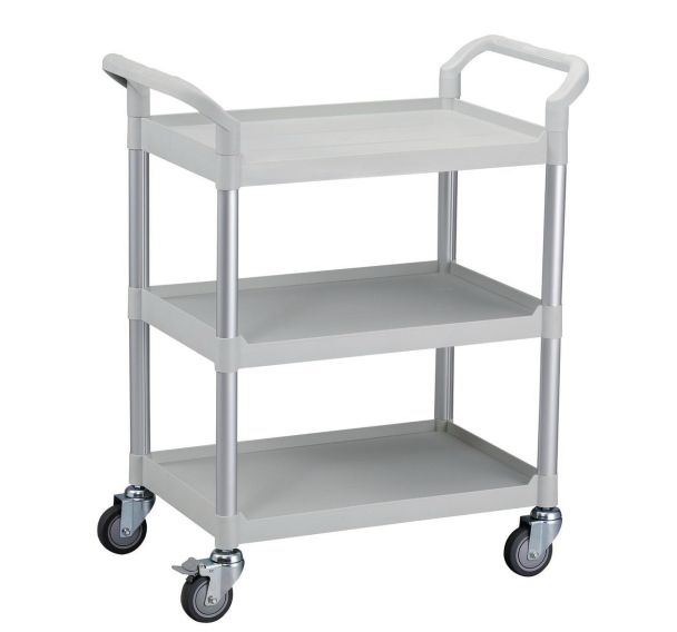 Guéridon plastique 48.5x36.5x72 cm- 3 plateaux avec poignées