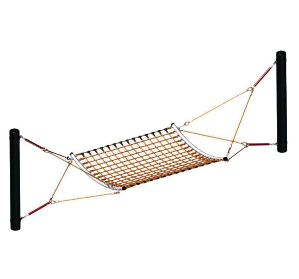 Hamac XXL en cordage orange - poteaux thermolaqués noirs