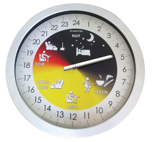 Horloge 24 heures Ø 30 cm argent
