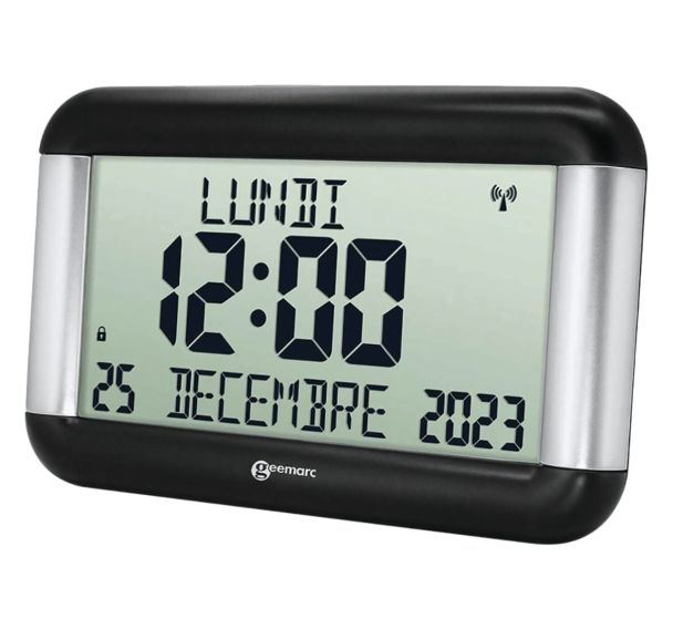 Horloge LCD affichage taille moyenne VISO 8 noire -Geemarc