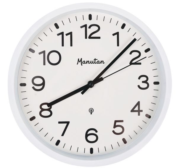 Horloge analogique murale radio-pilotée Ø 30 cm - Manutan Expert