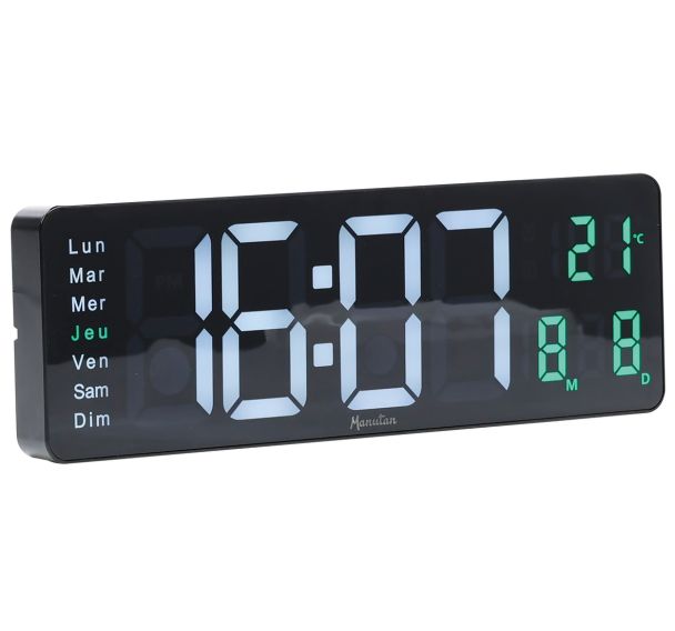 Horloge murale LED rectangulaire - Manutan