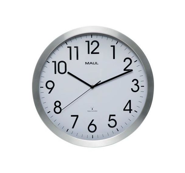 Horloge murale MAULmove radiopilotée cadre aluminium brossé -Maul