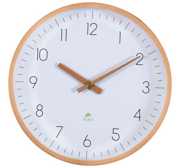 Horloge murale en bois TREE Verre Bois clair Fond blanc