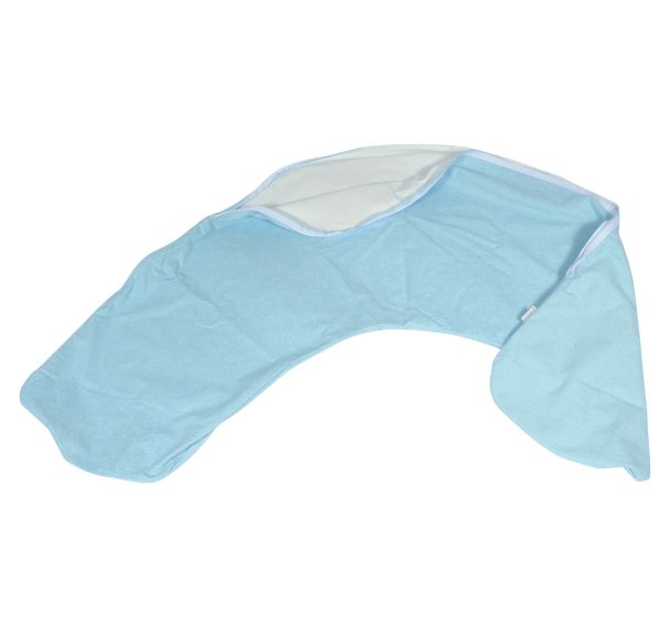 Housse coton bouclette pour Coussin cale microbilles bleu clair