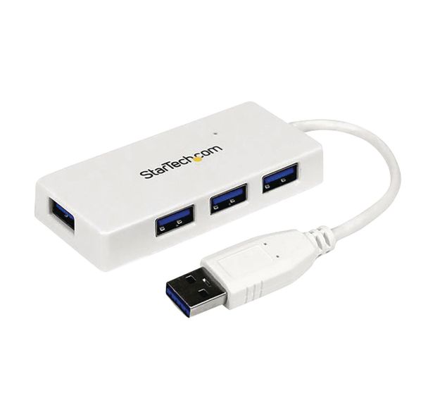 Hub USB 3.0 à 4 ports avec câble intégré - Blanc
