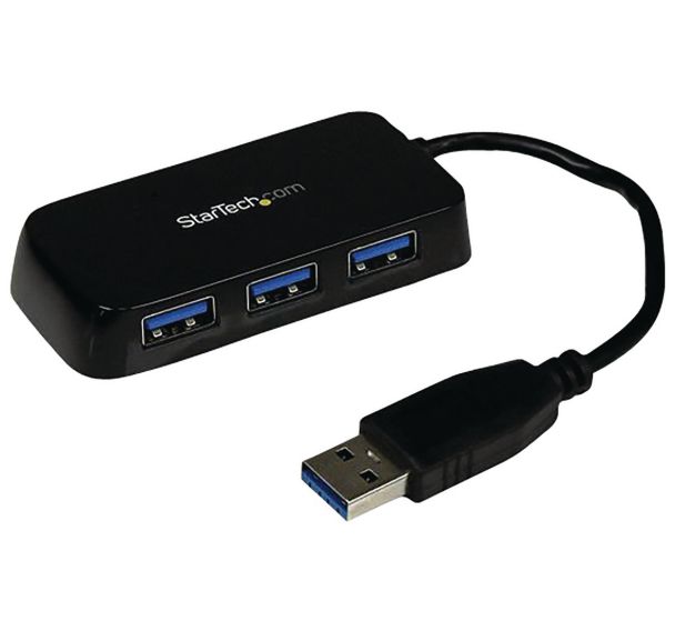 Hub USB 3.0 à 4 ports avec câble intégré - Noir