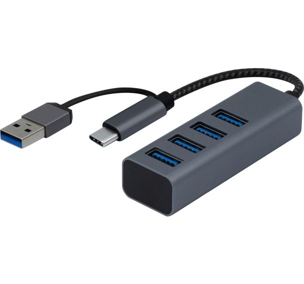 Hub USB 4 ports Type A et adaptateur - 60W