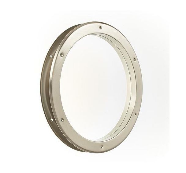 Hublot de porte métal rond nickelé mat
