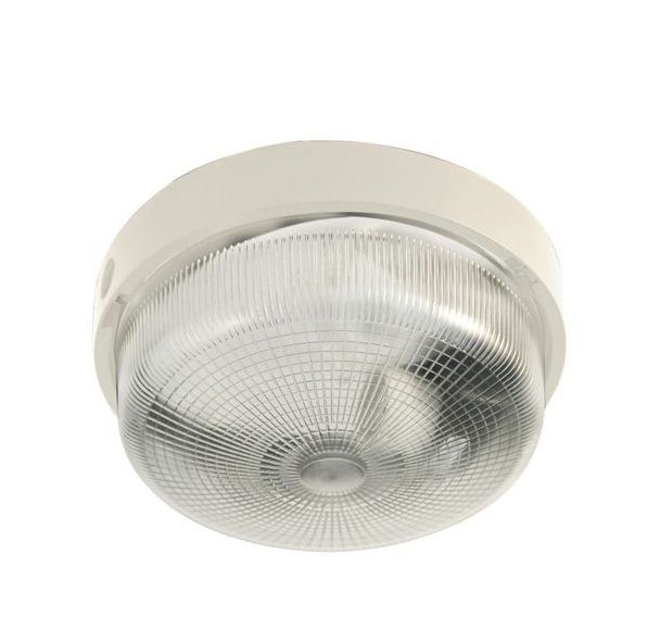 Hublot rond 22cm en plastique + verre E27 max 60W - Blanc