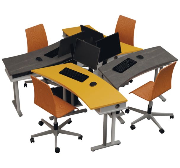 Ilot 4 postes en croix 2 anthracites / 2 jaunes -Aeris