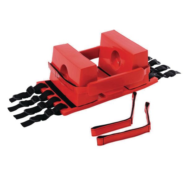 Immobilisateur de tête pour civière et plan dur rouge