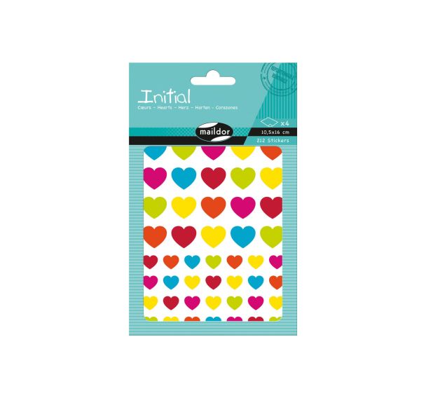 Initial, Sach 4 pl 10,5x16cm, Coeurs Multicolores