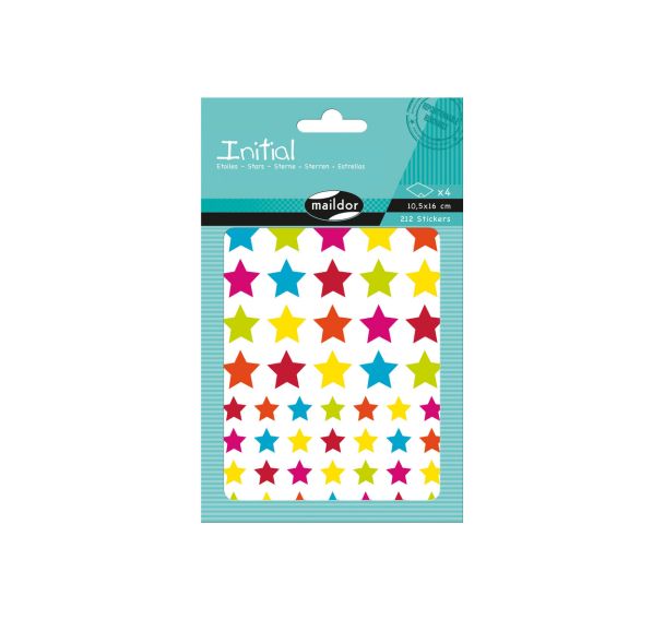 Initial, Sach 4 pl 10,5x16cm, Etoiles Multicolores