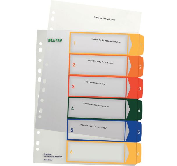 Intercalaire A4+  - Polypropylène - imprimable PC - pack de 10 - Leitz