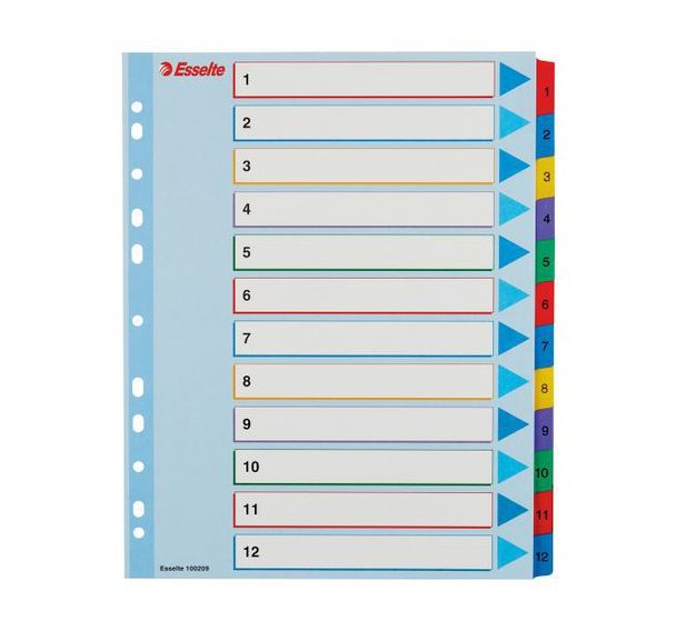 Intercalaire A4+ réinscriptible - Multicolore - 12 touches