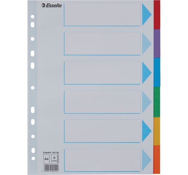 Intercalaire carton A4 6 touches Multicolore