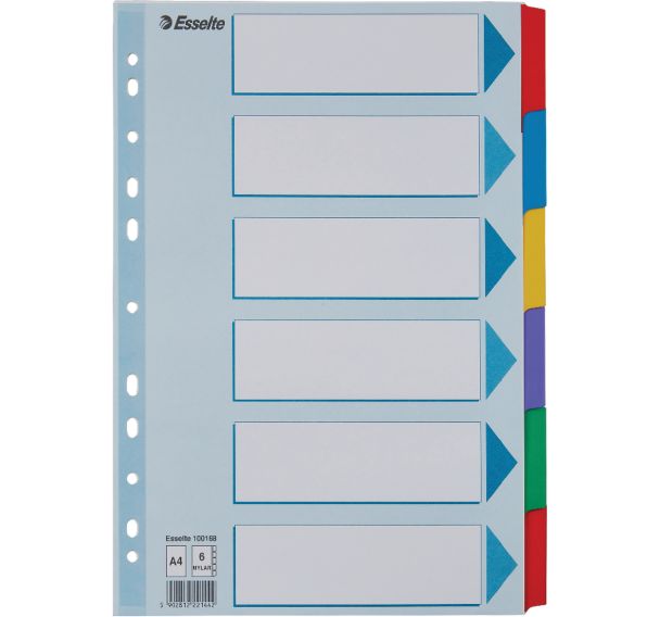 Intercalaire carton A4 6 touches renforcées Multicolore