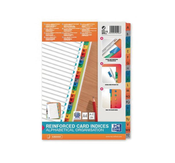 Intercalaires Alphabétiques A4 20 Positions Carte Epaisseur 170g Blanc