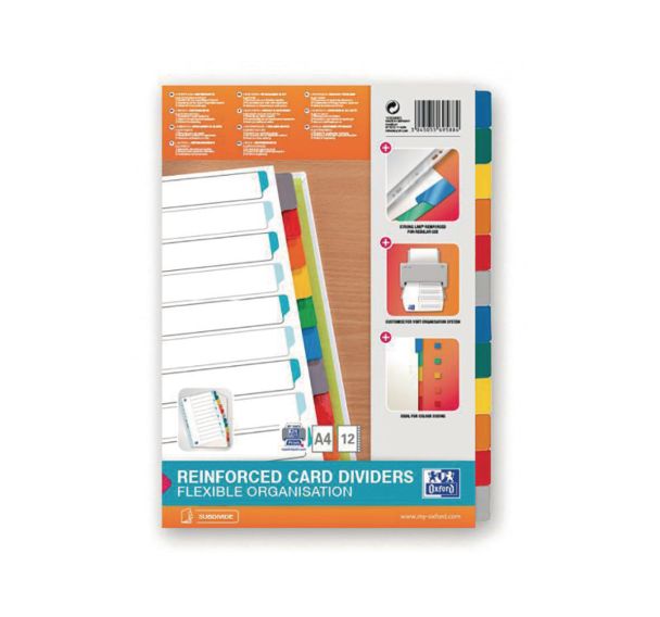 Intercalaires Neutres A4 12 Positions Carte Epaisseur 170g Blanc