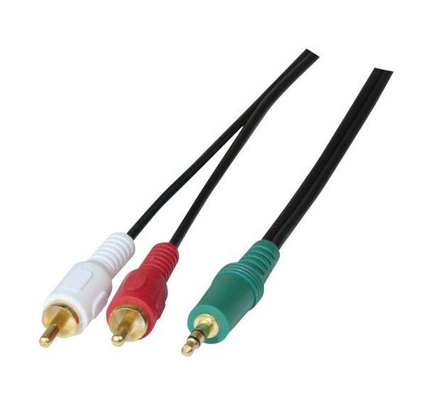 Jack audio 3,5mm vers 2 rca 1,80m - pc99- gold