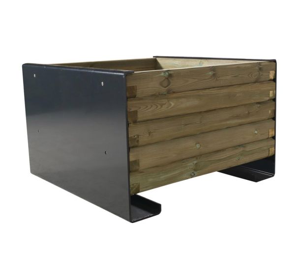 Jardinière Acmon 92 x 93 x 59 cm pin piètement acier galva laqué gris RAL 7016