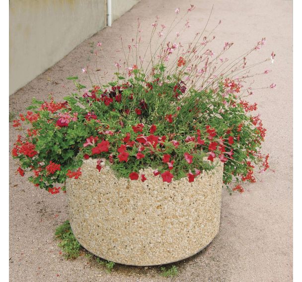 Jardinière Byblos ronde Ø 75 cm beige - ciment blanc