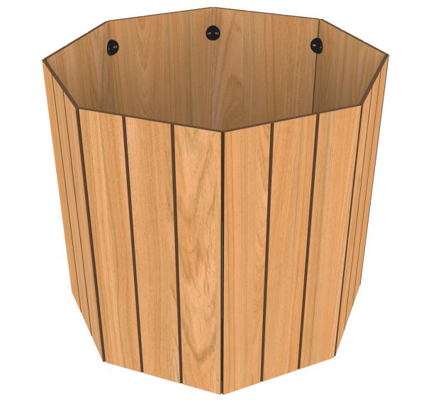 Jardinière FLORIM octogonale teck effet lames - BUTON DESIGN