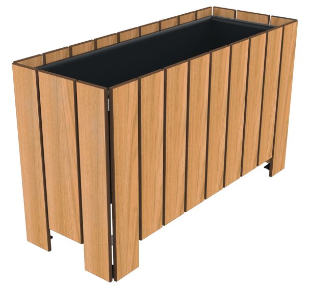 Jardinière FLORIM rectangulaire sur pieds 65 L teck effet lames